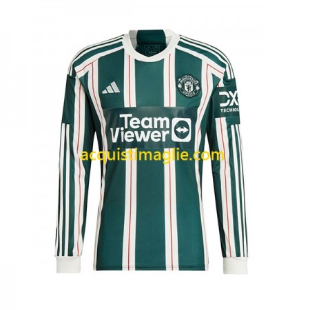 Divisa di Calcio Manchester United Trasferta 2023/2024 Manica Lunga